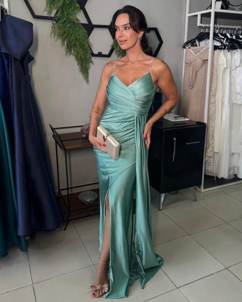 Vestido Trilobal Alça Strass