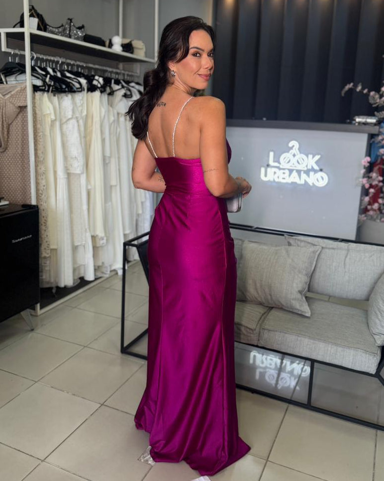 Vestido Trilobal Alça Strass