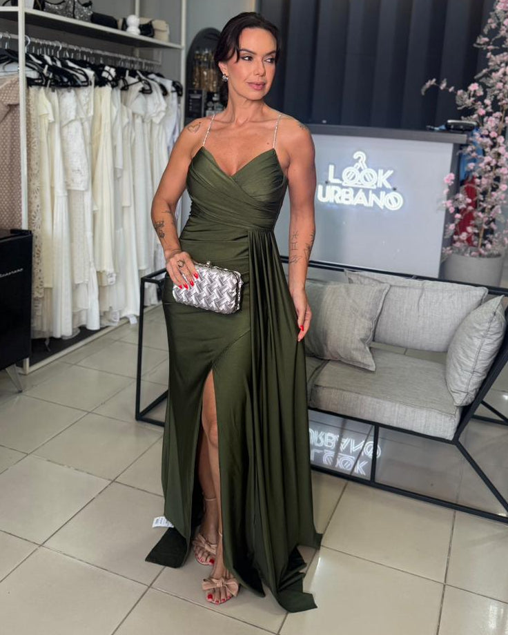 Vestido Trilobal Alça Strass